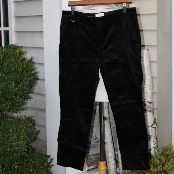 Anthropologie The Essential Slim Black Stretch Cotton Blend Velvet Ankle Pants - Picture 3 of 8
